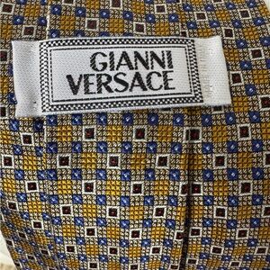 Versace Gold and Blue Patterned Tie